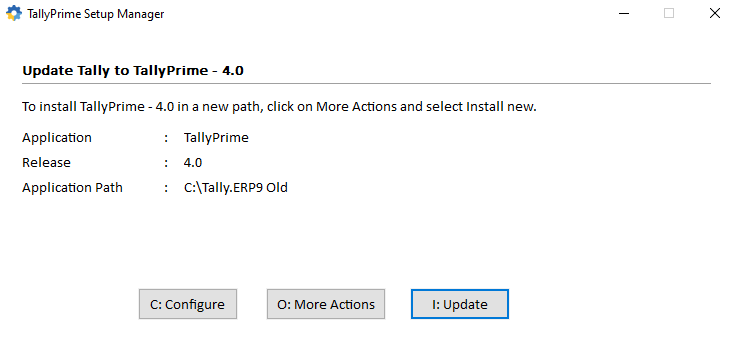 TallyPrime Update Step 1